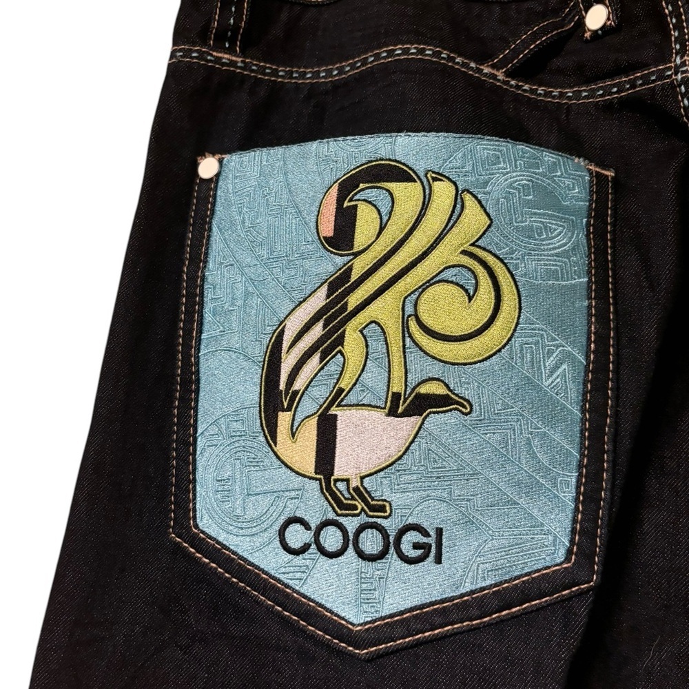 Coogi Y2K Mens Cyber Grunge Punk Embroidered Baggy Jeans Size 38/34 - Picture 9 of 10